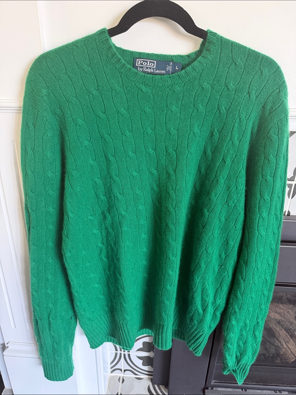 Polo by Ralph Lauren Emerald Green Cable-Knit 100% cashmere Crewneck Sweater
